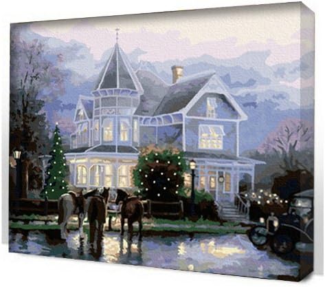 Drawing your painting, paint by number famous painting Villa Castle by Thomas Kinkade 16" X 20" inches Frameless.