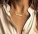 GlitterLounge Horizontal Bar Necklace .925 Sterling Silver Gold Tone Finish 16