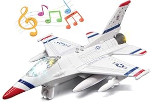 Lynkaye F-16 Fighting Falcon Thunderbirds Toy Army Air Force Military Airplane Model Kit with Fun Lights and Sounds (Bright White)