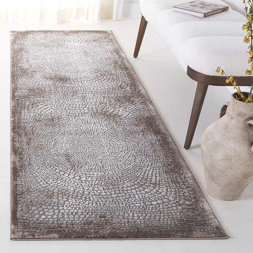 SAFAVIEH Meadow Collection Area Rug - 2'7" x 8' Runner, Brown/Ivory, Geometric…