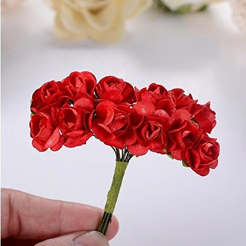 Pushhr 144pcs Petite Bud Party DIY Card Mini Craft Decoration Flowers Paper Rose