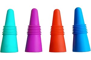 Premium Reusable Wine Bottle Stoppers Replacement with Grip Top for Cork to Keep The Wine Fresh（ 4 Pack）