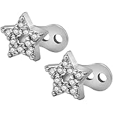 2pcs Dermal Anchor Tops and Base Titanium Steel Piercing Jewelry, Star