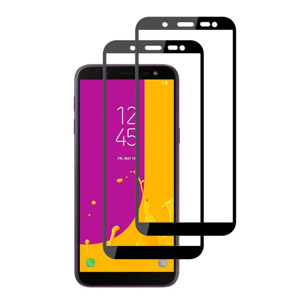UEEBAI 2 Pack Screen Protector for Samsung Galaxy J6 Plus,[Full Coverage] Premium 9H Tempered Glass Screen Protector Case-Friendly Shatterproof Anti-Scratch Easy Installation Protective Film - Black