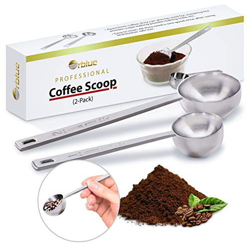 Orblue Coffee Scoop, Stainless Steel, long handled Spoons, Pack of 2