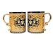 Medusa Porcelain 13 Oz. Yellow Tea Cup Coffee Mug, 24 Karat Gold-plated Greek Key Pattern, Versace Inspired Design, SET OF 2