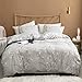 Argstar 3 Pcs King Duvet Covers Set, Branch and Plum Printed Pattern Bed Sets, Cream Floral Comforter Cover with Zipper Ties, Ultra Soft Lightweight Microfiber, 1 Duvet Cover and 2 Pillow Shams