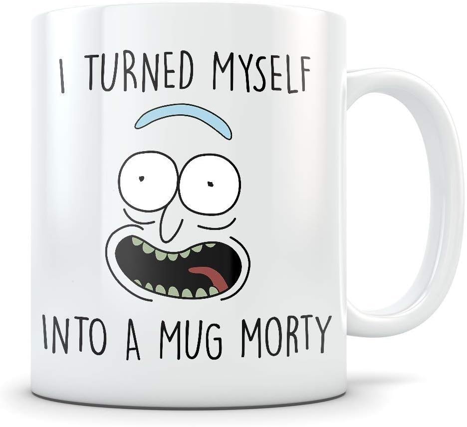 UOOPOO Rick Morty Mug - Pickle Rick Parody - I Turned Myself Into a Mug Morty Funny Rick Sanchez Coffee Cup - Great Gift for Rick and Morty Fans