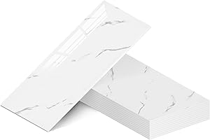 WADILE 23.6"x11.8" Waterproof Marble Peel and Stick Wall Panels Marble Tile PVC Backsplash Tiles for Kitchen, Bathroom, Living Room, Bedroom 10 Pack White
