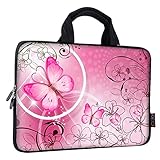 ICOLOR 9.7 10 10.1 10.2 inch Neoprene Tablet Bag Carring Case Sleeve Cover with Handle for 9.7 to 10.2 Inch Laptops/Notebook/ebooks/Kids Tablet/Apple ipad Pink Butterfly ICB10-10