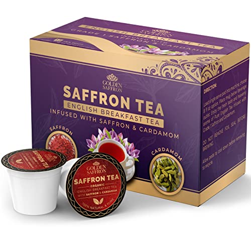Golden Saffron Organic English Breakfast Tea Infused with Saffron and