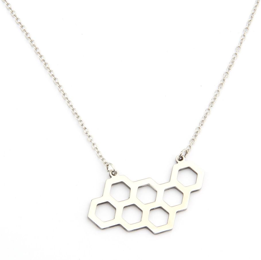 Silver Plated Minimalist Chemistry and Biochemistry Molecule Necklace