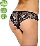 Soft Lace Bikini Panties-Black, Pink, Beige, Hot Pink-6 Pack, L