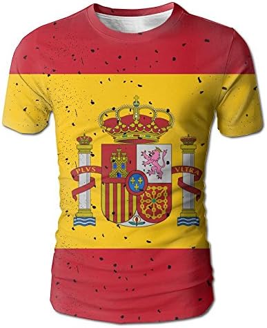 Spain Spanish Flag Soccer Men's Summer Hot Fashion Tee Casual Short Sleeve Crewneck T Shirt