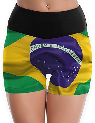 HUPPNAME Brazil Flag - Foldover Yoga Shorts Gym Shorts Boy Cut Athletic Shorts