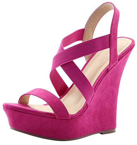 Cambridge select open toe crisscross stretch elastic an…