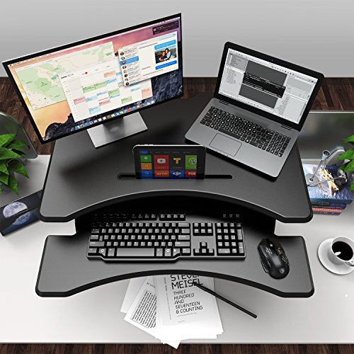Height Adjustable Standing Desk, Alloyseed Ergonomic Sit Stand Gas Spring Riser Converter Workstation, with Quick Release Keyboard Tray - Thumbnail 5