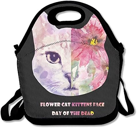 Lunch Box For Children School Flower Cat Kittens Face Day Of The Dead Lunch Bag Good Looking For Worker Or Student