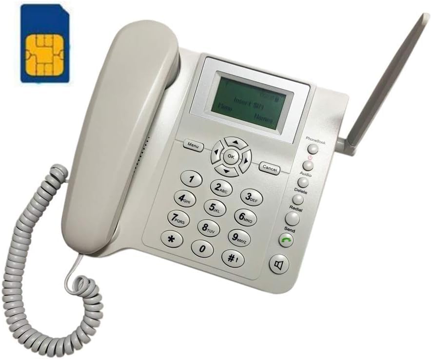 BW Wireless Desktop Phone GSM Quad Band SMS and Hands-Free Function Model - White