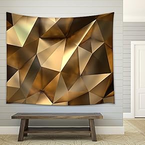 Luxury Gold Abstract Polygonal Background 3D Rendering - Fabric Wall Tapestry Home Decor - 51x60 inches