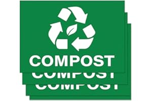 SUTTER SIGNS Compost Stickers, Self Adhesive Weatherproof Vinyl Stickers, Green, 7" x 10" (Pack of 4)