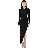 Norma Kamali Women's Shoulder Pad V Neck Side Drape Gown