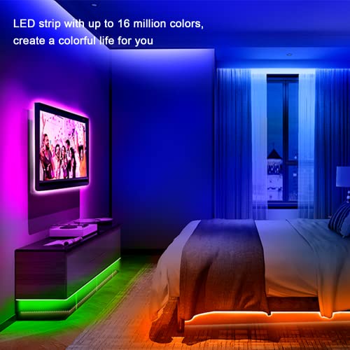 Aourow Ruban LED RGB 20M,LED Chambre de Synchronisation de Musique avec Contrôle D\'application Bluetooth,Bandes LED SMD5050 à Changement de Couleur avec Télécommande IR et Alimentation 24V