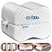 Knee Pillow, Shizzz Orthopedic Memory Foam Leg Pillow for Side Sleepers, Pregnancy - Contoured Wedge Pillow with Removable Cover and Ear Plugs, Ideal for Sciatica Relief, Back, Leg, Hip and Joint Pain