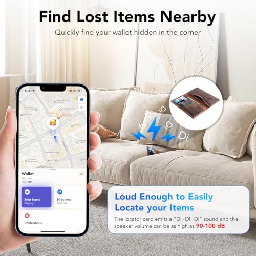 Wallet Tracker Card 2-Pack [Apple MFi Certified], Air Tracker Tag Works with Apple Find My (iOS Only), IP68, Rechargeable Bluetooth Tracker Card for Wallet Luggage Suitcase, Bag, Passport, Black