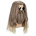 morvally Long Curly Golden Brown Beard Wig for Adult Men Cosplay Costume Halloween Anime Party