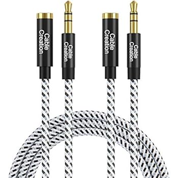 3.5mm Headphone Extension Cable, CableCreation 3.5mm Male to Female Stereo Audio Extension Cable Adapter with Gold Plated Connector, [2-Pack] 6 Feet