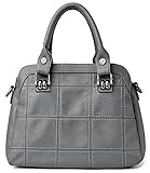 AB Earth Women 3 Sections Top Handle Soft Vegan Leather Handbags Zip Closure Crossbody Bag, M1001Gray