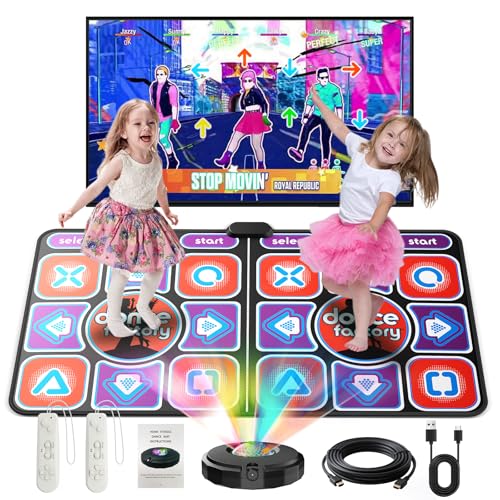 Helangel Dance Mat for Kids and Adults, Interactive Dance Mat for TV with Camera, Upgraded Models, Double Musical Dance Mat Durable and Non-Slip (166 x 93 cm)