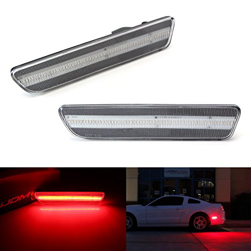 iJDMTOY (2) Clear Lens Rear Side Marker Lamps with 54-SMD Red LED Lights For 2005-2009 Ford Mustang