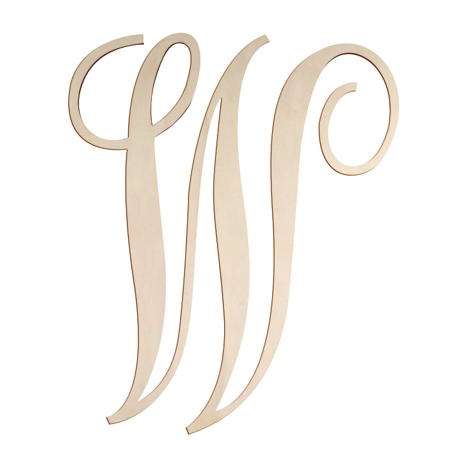 Cursive Wooden Letters W for Wall Decor 14 Inch Large Wooden Letters Unfinished Monogram Wood Letter Crafts Alphabet Sign Cutouts for DIY Painting Door Hanger (W)