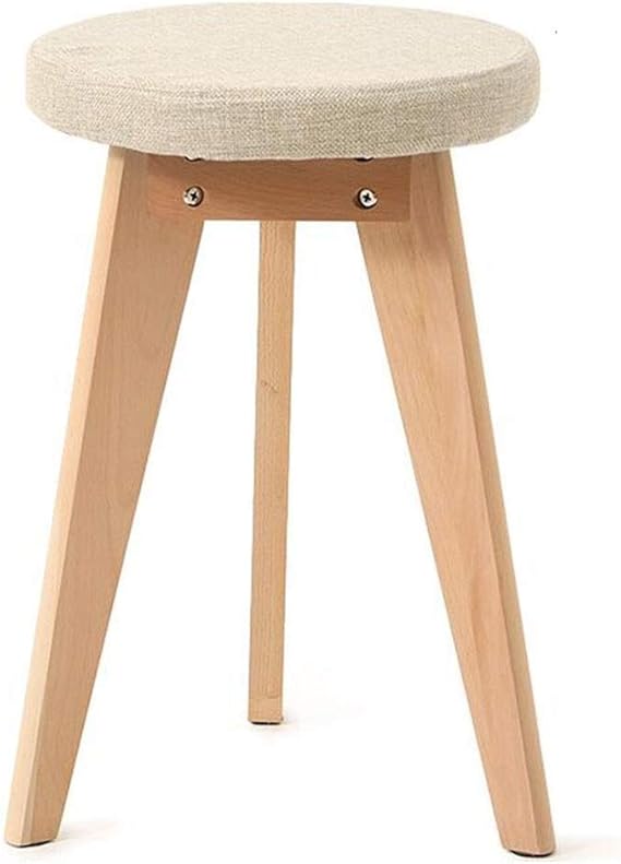 QQXX Sofa Hocker Massivholz Make-up Hocker Abnehmbarer Leinenüberzug