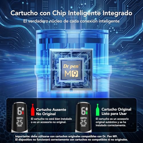 Dr.pen Ultima M9 Dermapen Inalámbrico Rostro y Cuero Cabelludo - Versión 2026: Ajuste con 1 Botón, Chip Inteligente Antifalsificación, Carga USB-C, para Casa o Salón, Gran Regalo para Mujeres | Original, compatible con todos los cartuchos, vídeo guía, fácil uso, devolución 30 días, caja regalo