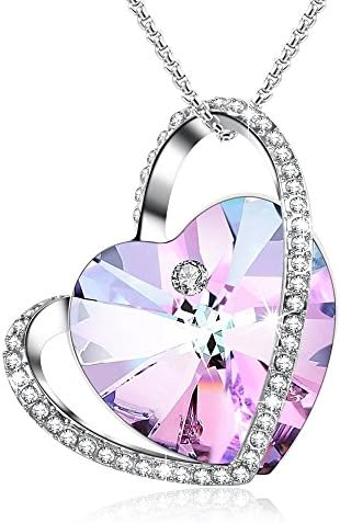 SheShine Pendant Necklace Crystal Heart Jewelry Gifts for Women,Made with Swarovski Crystal