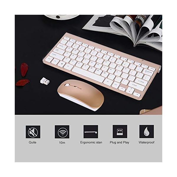 Junluck-Ultra-Slim-Wireless-Keyboard-and-Mouse-Combo-24Ghz-Gaming-Keyboard-and-Mouse-Kit-Compact-Computer-Keyboard-with-USB-Receiver-for-PC-Gamers-Laptop-Desktop-Plug-and-Play-WaterproofGold Junluck Ultra-Slim Wireless Keyboard and Mouse Combo 2.4Ghz Gaming Keyboard and Mouse Kit Compact Computer Keyboard with…
