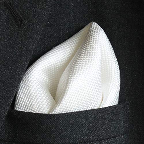 Deluxe-White-Silk-Jacquard-Pocket-Square-by-Royal-Silk-Premium-34-Momme-6-Ply-Silk-I-White-Pocket-Squares-for-men-I-Mens-pocket-squares-for-suit-jacket-I-Silk-Handkerchief-I-Wedding-handkerchief
