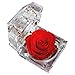DeFancy Handmade Preserved Rose with Acrylic Crystal Ring Box for Proposal Engagement (Red)