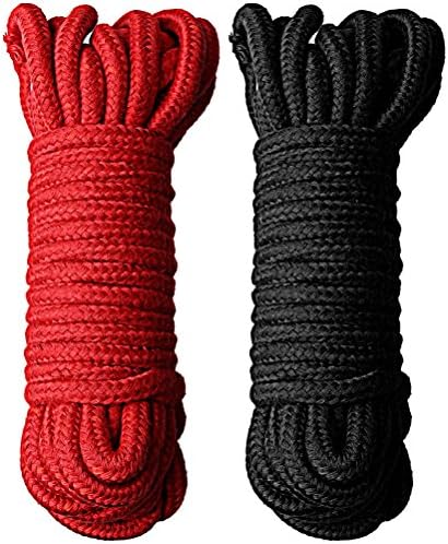 Hugesavings 2 Packs Soft Cotton Rope, 32.8ft Natural Durable Knot Tying Rope Multi-Purpose Rope