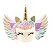 MORDUN Unicorn Cake Topper Gold Set | Reusable Glitter Unicorn Horn, Ears, Eyelashes, Flowers, Wings | Unicorn Party Decoration for Birthday Party, Baby Shower, Wedding, Wall, Nursery Room