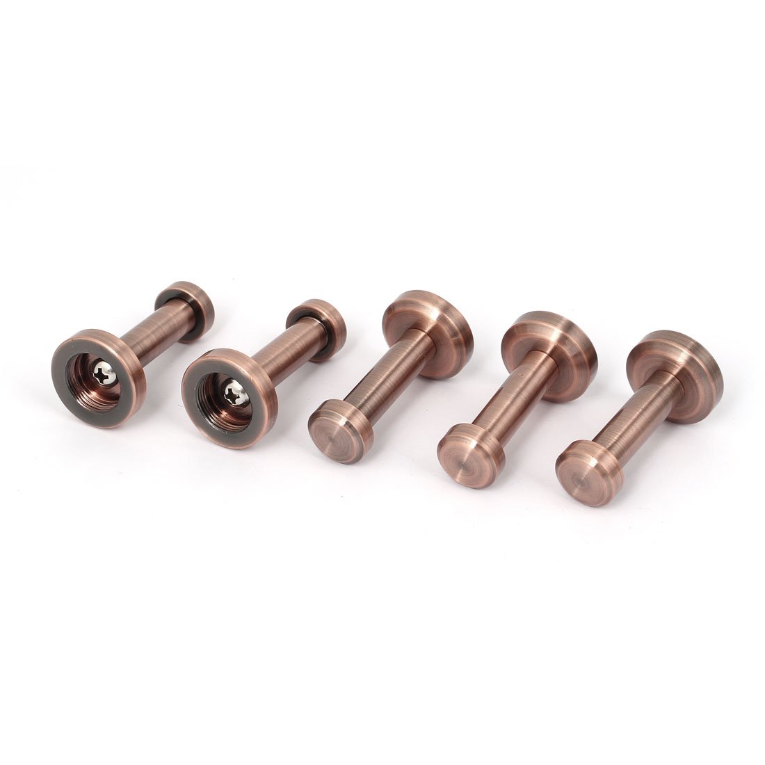 sourcing map 24mm Dia Round Base Clothes Hat Bag Hanger Wall Hook Copper Tone 5pcs