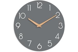 cicininc Wall Clock, Gray Silent Non-Ticking, Decorative Battery Operated Wall Clocks for Bedroom, Kitchen, Home, Office, School, Hotel (8 Inch)