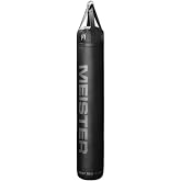 Meister 110lb Filled Muay Thai Heavy Bag for MMA &amp; Kickboxing | Professional 72" x 13" Muay Thai punching bag packed with 100% textiles. Commercial-grade vinyl shell &amp; hanger straps