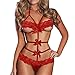 AEByuan Womens Sexy Lingerie Babydoll Lace Bow Dress Nightwear G-string Sleepwear (Red M)