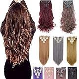 8Pcs 18 Clips 17-26 Inch Curly Straight Full Head Clip in on Hair Extensions Women Lady Hairpiece