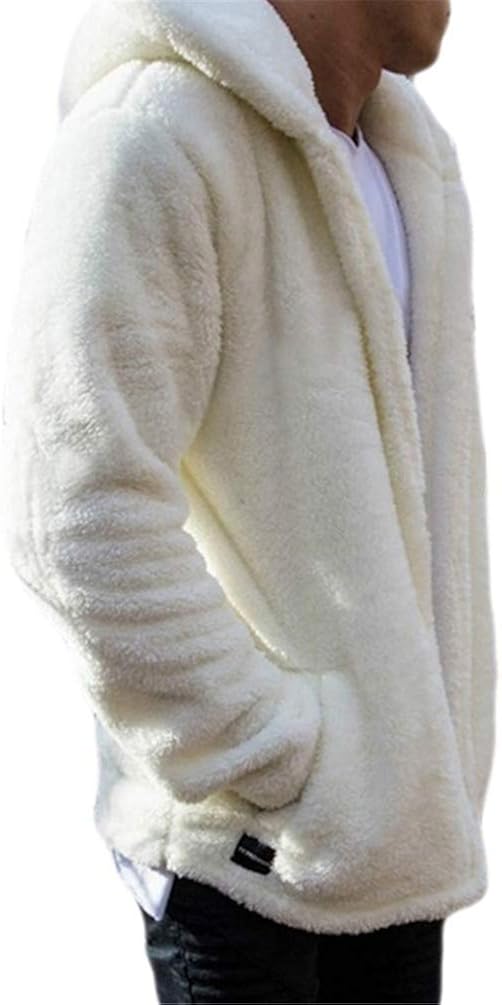 No Zipper Nicetage Mens Fuzzy Sherpa Fleece Hoodie Lightweight Jacket ...