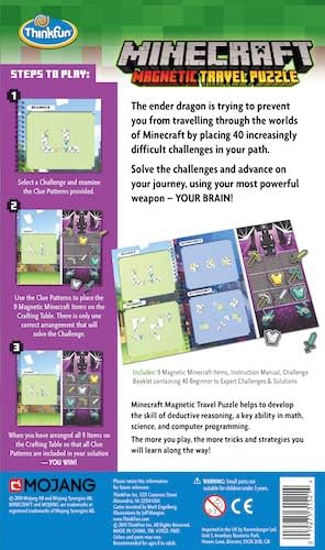 ThinkFun Minecraft Magnetic Travel Puzzle Logic Game & STEM Toy For Kids Ages 8 & Up